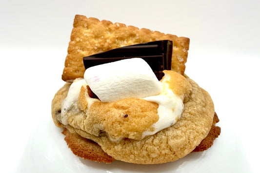 S'mores cookie on a white background
